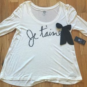 Cute long sleeve cream T